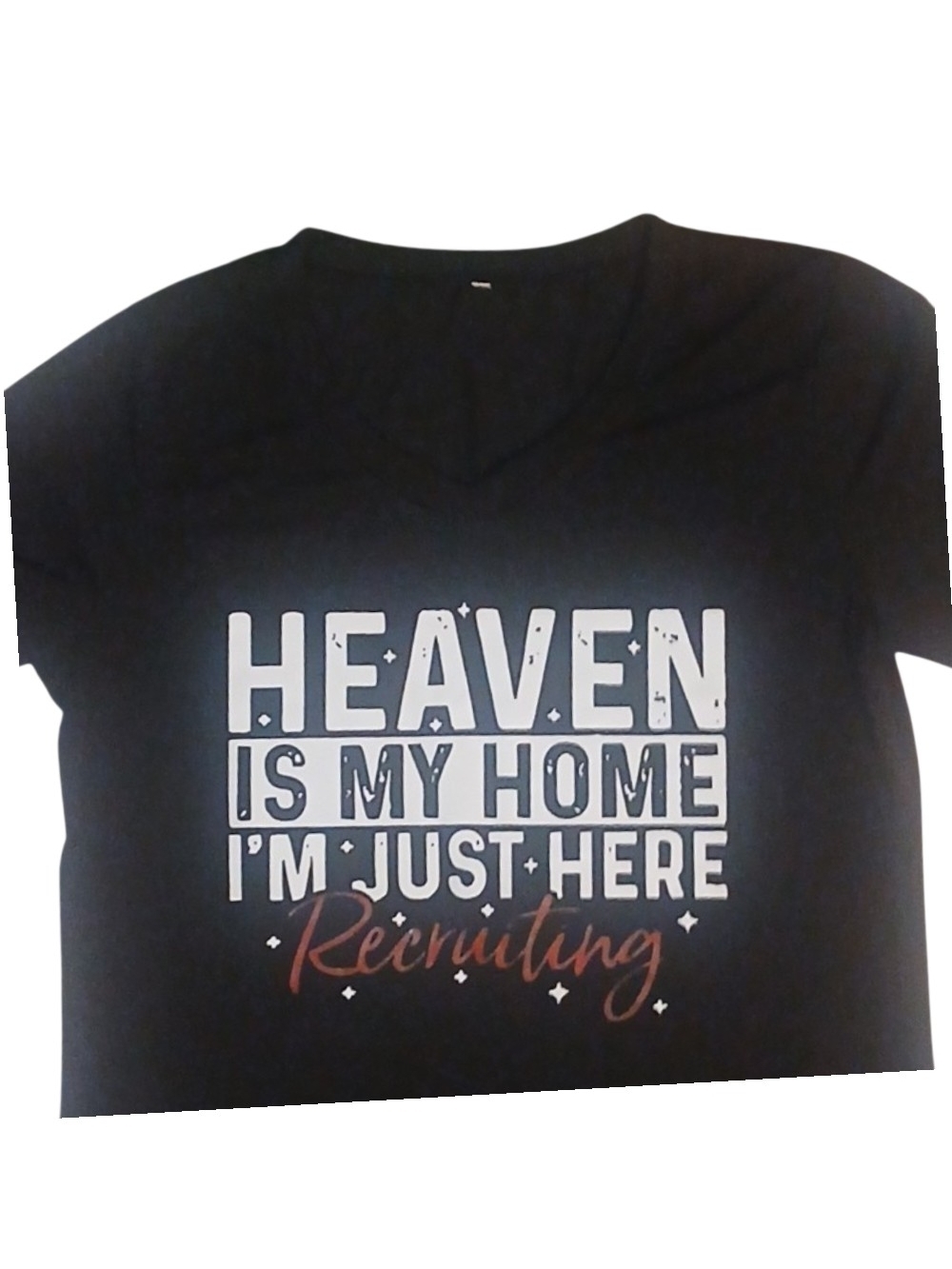 Access - Black Tee Shirt W/ Christian Print, Short Sleeve, V-Neck, Size Small - Picture 4 of 8